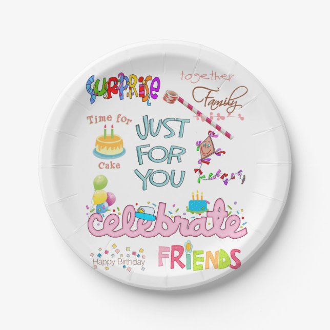 Happy Birthday Paper Tellers Friends Family Pappteller (Vorderseite)