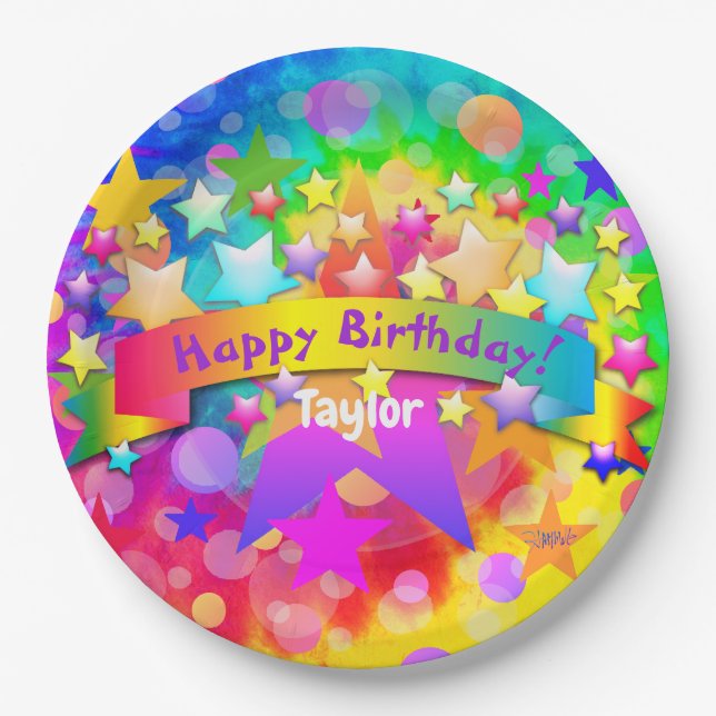 Happy Birthday Paper Tellers Psychedelic HAMbyWG Pappteller (Vorderseite)