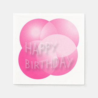 Happy Birthday Papier Servietten Rosa Blasen