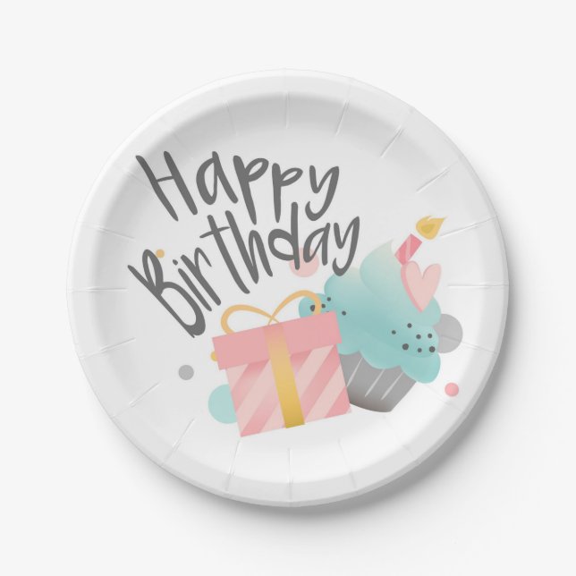 Happy Birthday Pappteller (Vorderseite)
