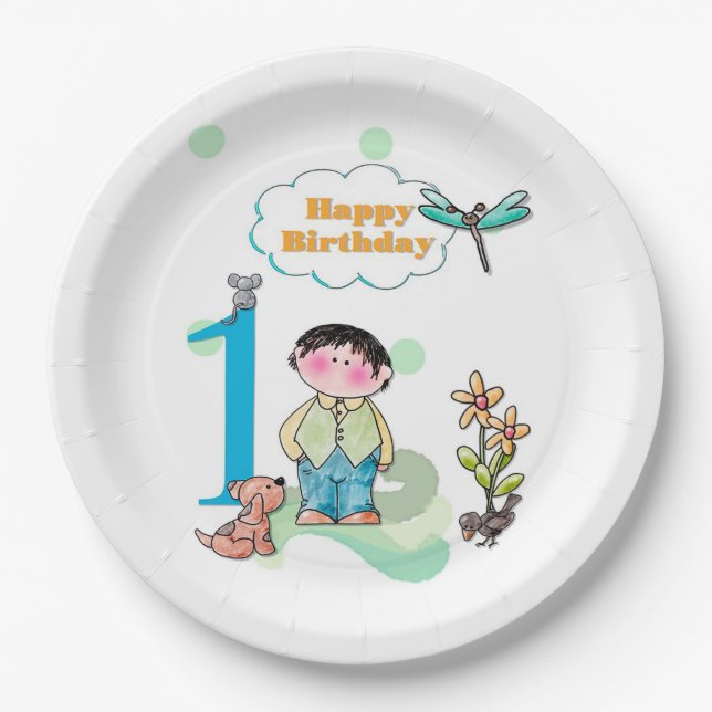 Happy Birthday Pappteller (Vorderseite)