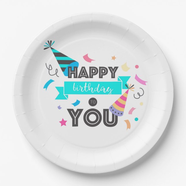 Happy Birthday Pappteller (Vorderseite)