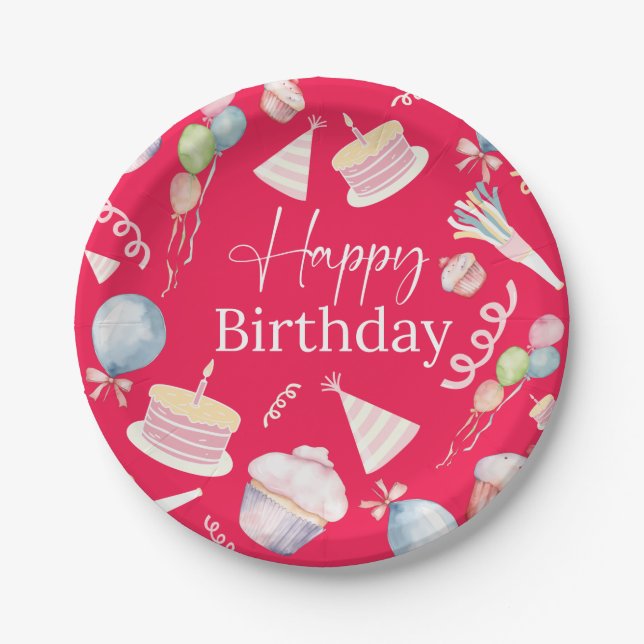 Happy Birthday Pappteller (Vorderseite)