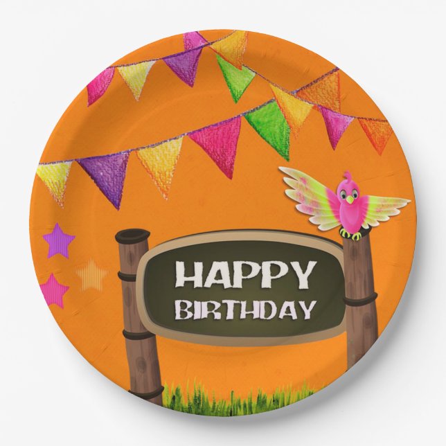 Happy Birthday Pappteller (Vorderseite)