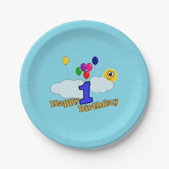 Happy Birthday Pappteller (Vorderseite)
