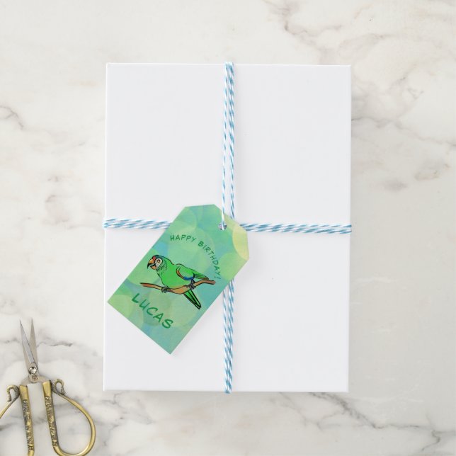 Happy Birthday Paprot Geschenkanhänger (Mit Garn)