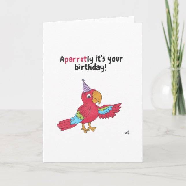 Happy Birthday Parrot Card Dankeskarte (Vorderseite)