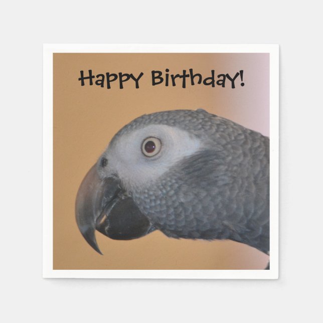 Happy Birthday Parrot Paper Napkin Serviette (Vorderseite)