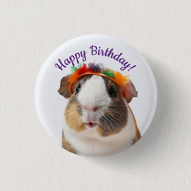 Happy Birthday - Party Animal Guinea Pig #2 Button (Vorderseite)