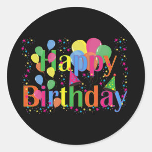Happy Birthday Party Balloons Runder Aufkleber