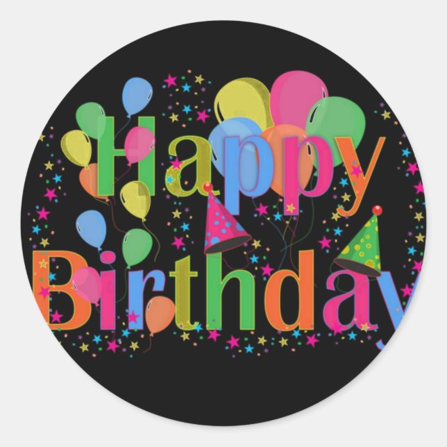 Happy Birthday Party Balloons Square Sticker (Vorderseite)