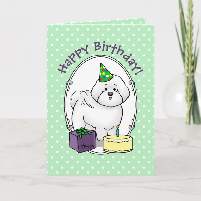 Happy Birthday Party Bichon Frise Dog - Niedlich Karte (Vorderseite)