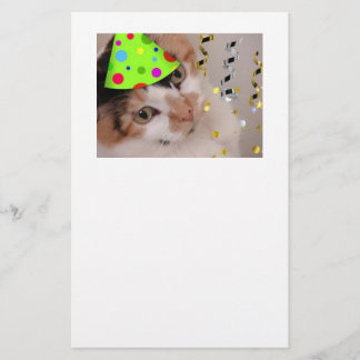 Happy Birthday Party Calico Cat Briefpapier