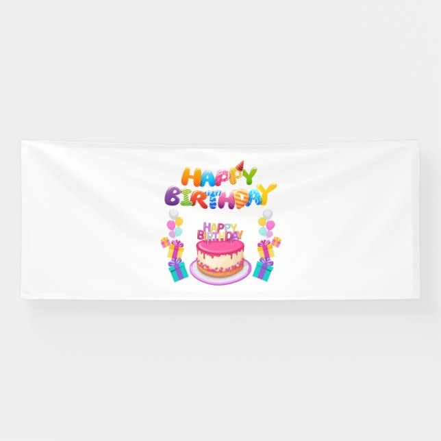 Happy Birthday Party Confetti 4x10 Vinyl Banner (Horizontal)