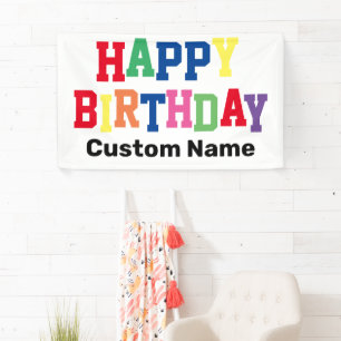 Happy Birthday Party Farbiger Personalisierter Nam Banner