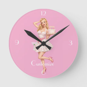 Happy Birthday Party Girl Thunder_Cove  Runde Wanduhr