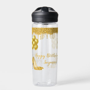 Happy Birthday Party Gold Glitter Look  Trinkflasche