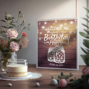 Happy Birthday Party Holz Mason Jar Lichter Willko Poster