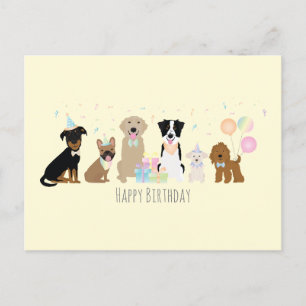 Happy Birthday Party Hunde Gelb Postkarte