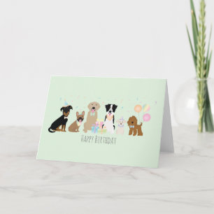 Happy Birthday Party Hunde Green Karte