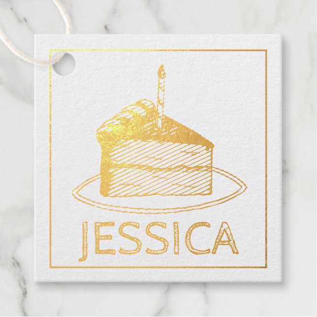 Happy Birthday Party Layer Cake Slice Candle Geschenkanhänger (Vorderseite)