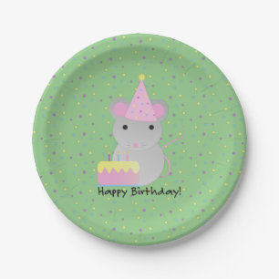 Happy Birthday Party Mouse Pappteller