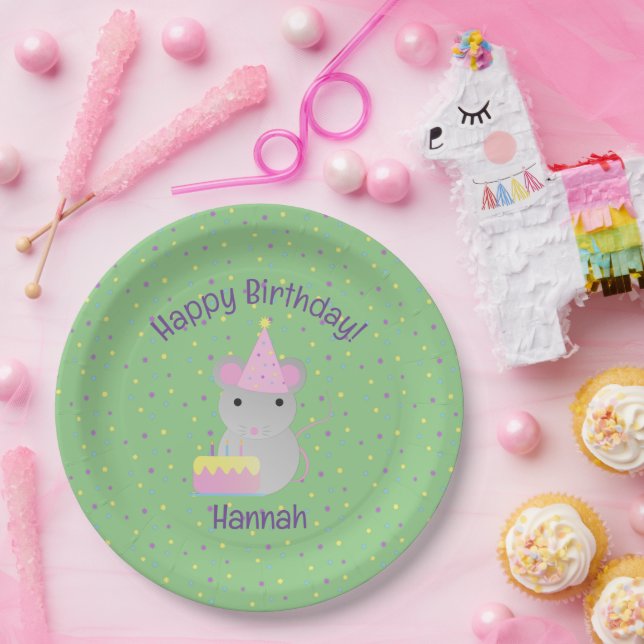 Happy Birthday Party Mouse Pappteller (Party)