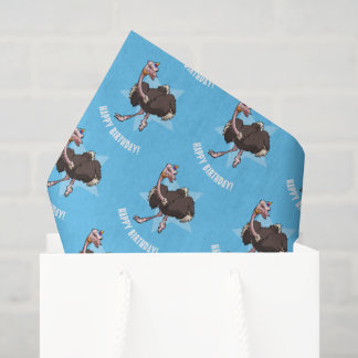 Happy Birthday Party Ostrich Tancing Cartoon Seidenpapier