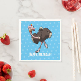 Happy Birthday Party Ostrich Tancing Cartoon Serviette