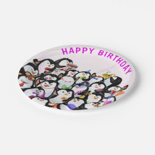 Happy Birthday Party Pinguin Paper Teller