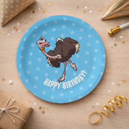 Happy Birthday Party Tanz Cartoon Ostrich Pappteller