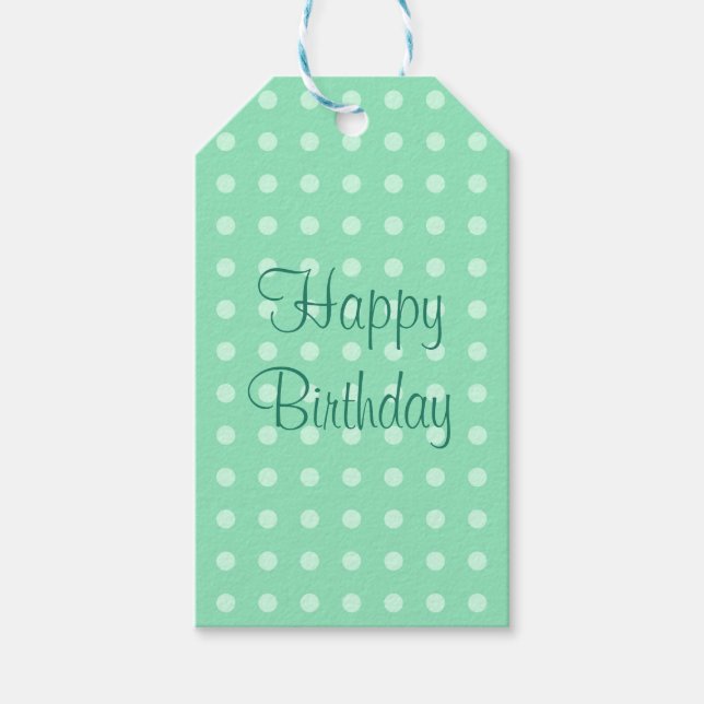 Happy Birthday Party Text Template Rustic Polka Geschenkanhänger (Vorderseite)