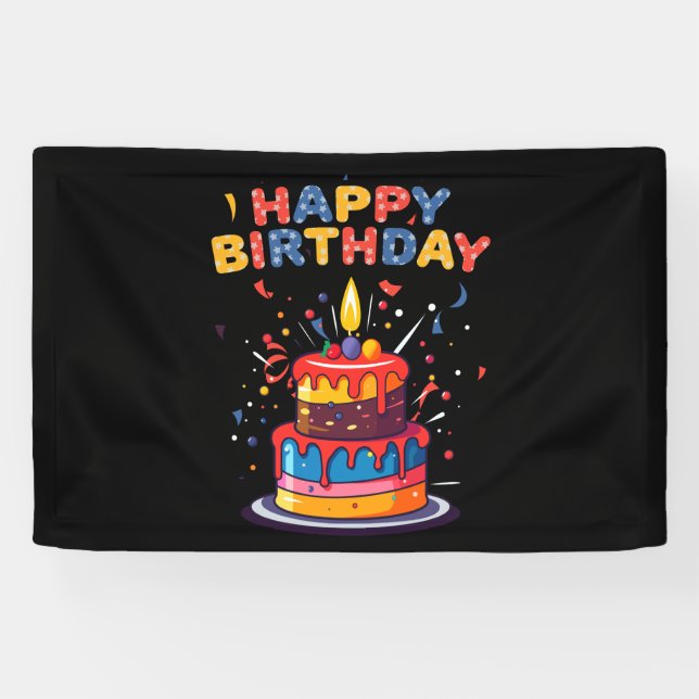 Happy Birthday Party Themenbedarf 2.5x4 Vinyl Banner (Horizontal)