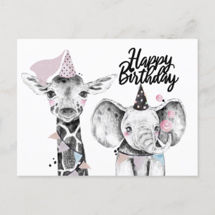 Happy Birthday Party Tiere Postkarte