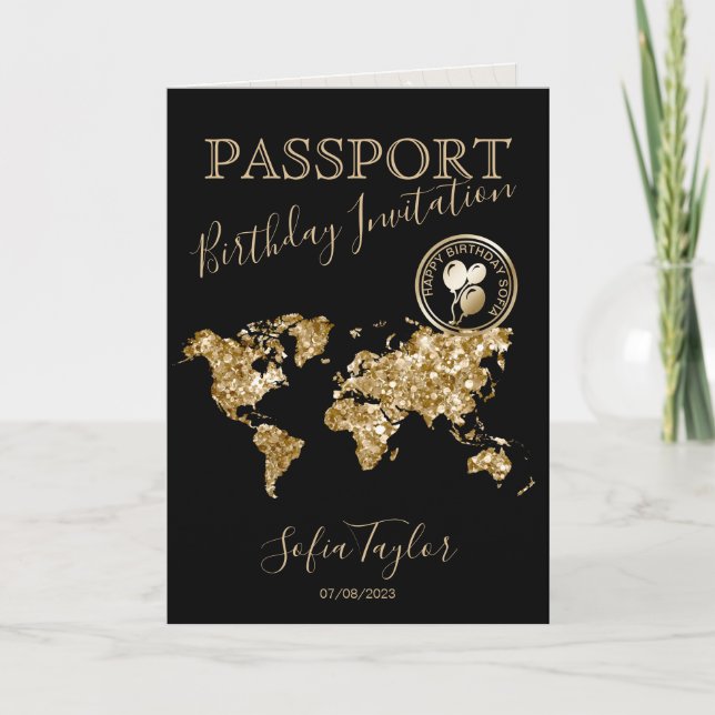 Happy Birthday Passport Karte jedes Alter (Vorderseite)