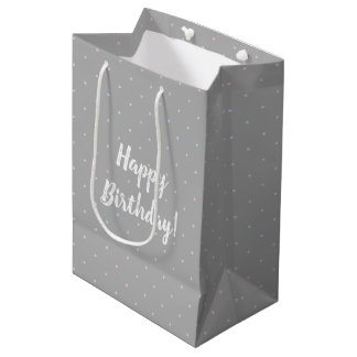 Happy Birthday Pastel Dot Pattern Geschenktasche Mittlere Geschenktüte