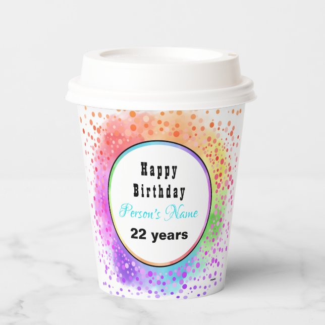 Happy Birthday Pastel Paper Cups - HAMbyWG Pappbecher (Vorderseite)