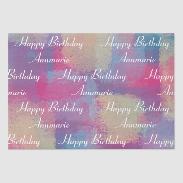 Happy Birthday Pastel Patchwork Tissue Paper Seidenpapier (Vorderseite)