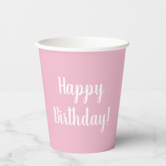 Happy Birthday Pastel Pink Geburtstagsparty Pappbecher (Vorderseite)