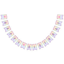 Happy Birthday Pastel Rainbow White Stripes