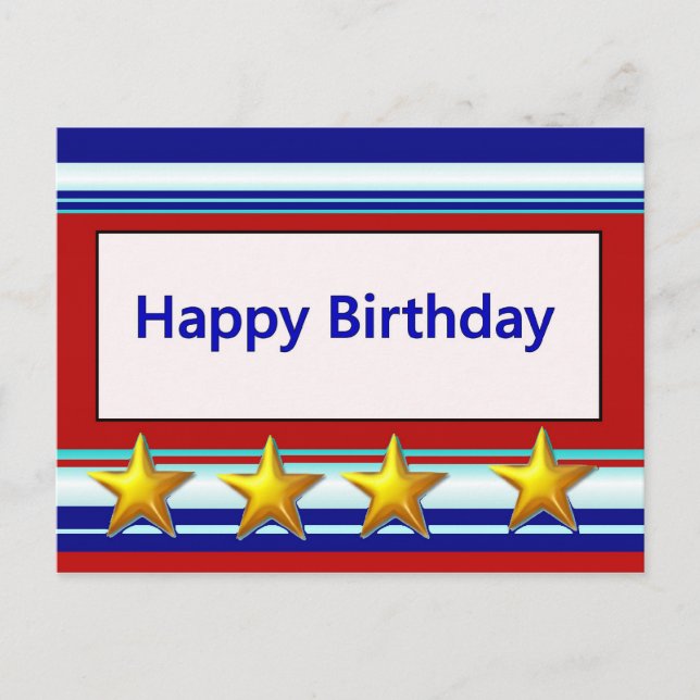 Happy Birthday Patriotic Postkarte (Vorderseite)