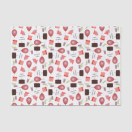 Happy Birthday Pattern in Red Tissue Paper Seidenpapier