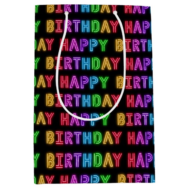 Happy Birthday Pattern Mittlere Geschenktüte (Vorderseite)