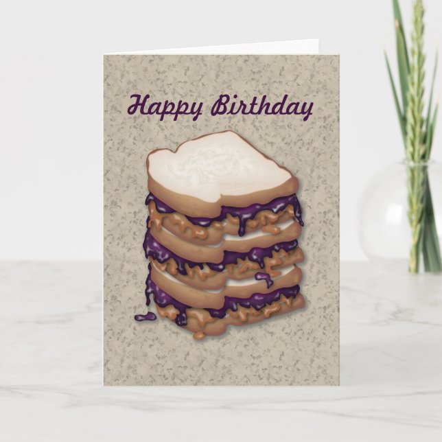 Happy Birthday Peanut Butter and Jelly Sandwiches Karte (Vorderseite)