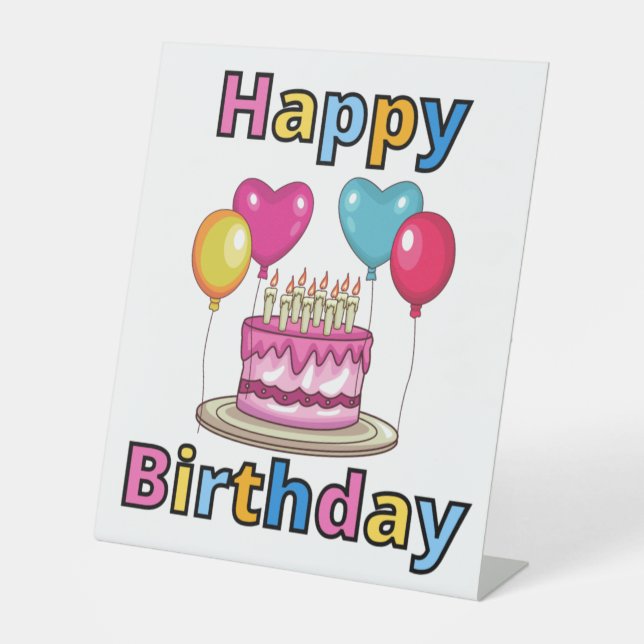 Happy Birthday Pedestal Sign Sockelschild (Vorderseite)