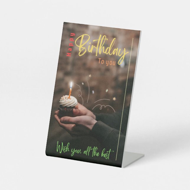 Happy Birthday Pedestal Sign Sockelschild (Vorderseite)