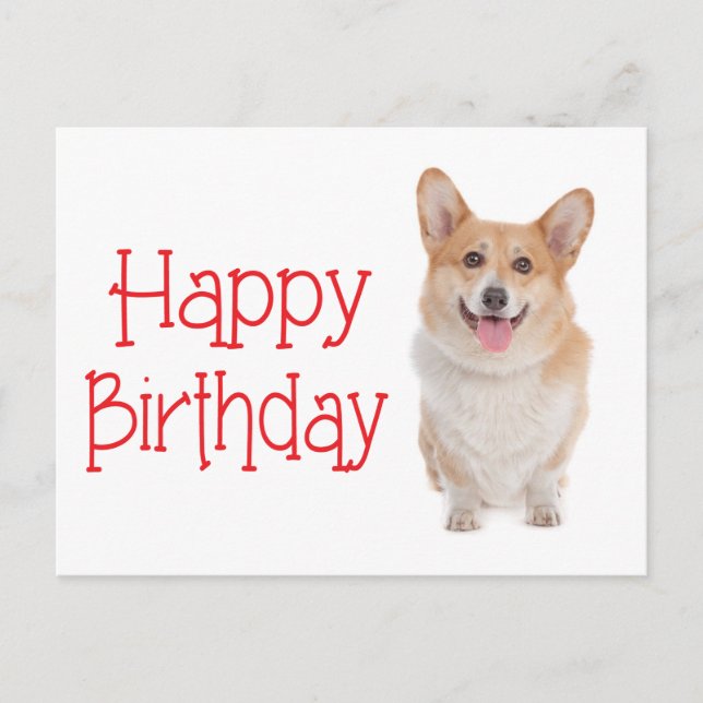 Happy Birthday Pembroke Corgi Puppy Dog Postcard Postkarte (Vorderseite)