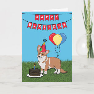 Happy Birthday Pembroke Welsh Corgi Dog Card Karte