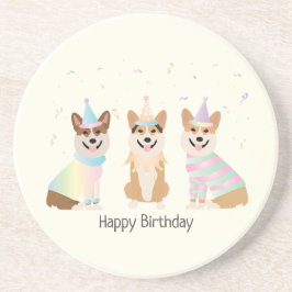 Happy Birthday Pembroke Welsh Corgi Hunde Getränkeuntersetzer