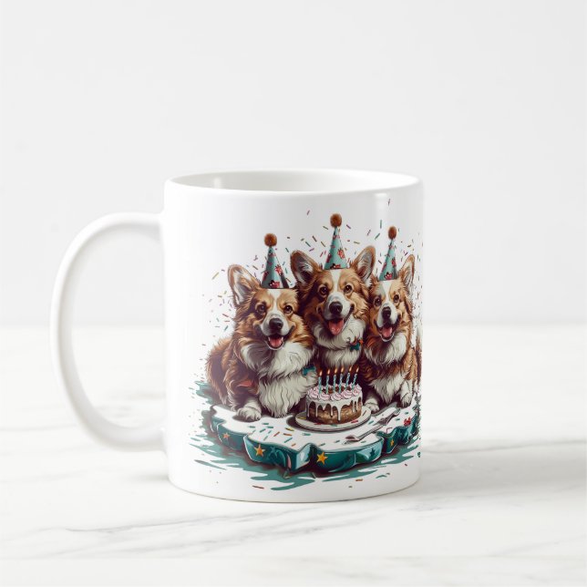 Happy Birthday Pembroke Welsh Corgi Hunde Kaffeetasse (Links)